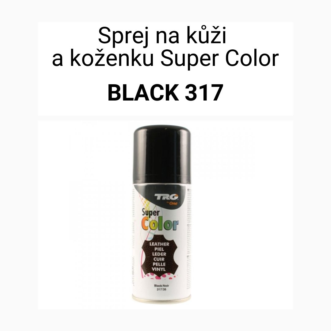 ČERNÁ BARVA NA KŮŽI VE SPREJI SUPER COLOR TRG BLACK 317 BARVÍCÍ SPREJ NA KŮŽI A KOŽENKU